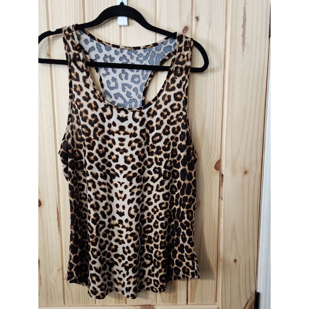 Unbranded Leopard Print Racerback Tank Top - Brown